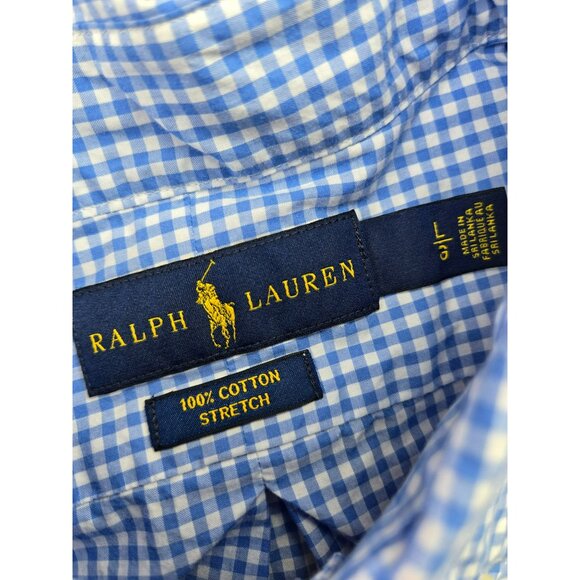 Ralph Lauren Mens Blue Gingham Check Button-Down Shirt Large - Picture 4 of 6